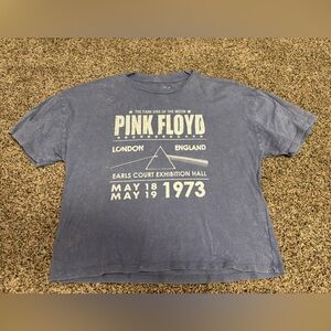 Pink Floyd Graphic T-Shirt XS Distressed Blue/Gray Crop